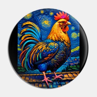 Rooster in starry night Pin