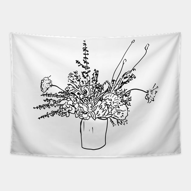 Flower Arrangement Sketch Tapestry by Annelie