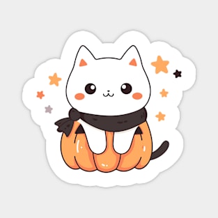 Cute Pumpkin Kitten Magnet