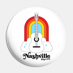 Nashville Rainbow Guitar & Stars Graphic Pin