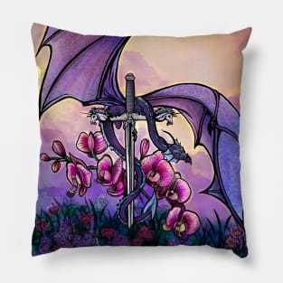 Sunset Orchid Dragon Pillow