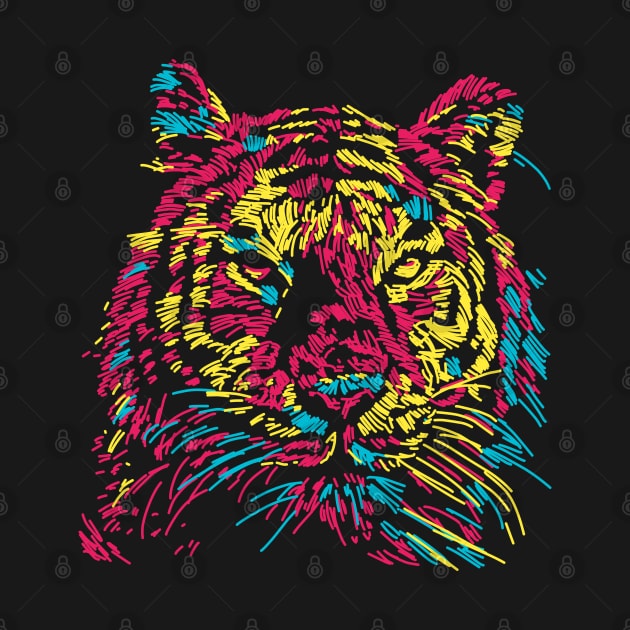 abstract colorful tiger face by Mako Design 