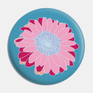 Pink and Blue Flower Drawing Pin