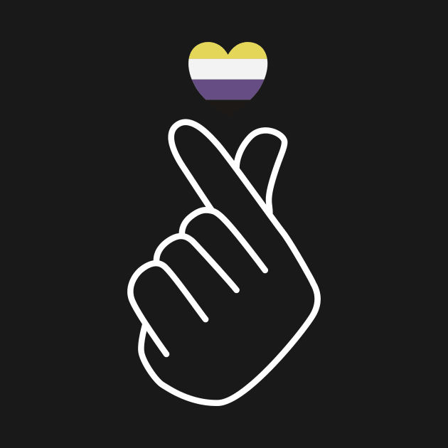 Non-binary Pride Flag Korean Love Sign by superdupertees