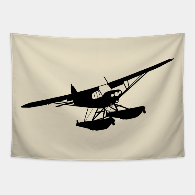 Super Cub On Floats Airplane Silhouette Black Piper Cub Tapestry Teepublic
