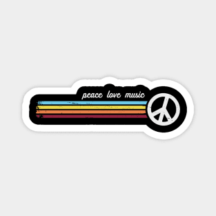 Retro Stripes Peace Love Music Magnet