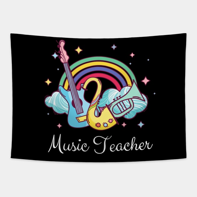 Music Teacher Cute boho Rainbow Tapestry by JustBeSatisfied