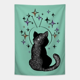 Space Kitty Watches the Stars Tapestry