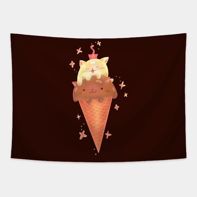 Cat Ice Cream Cone Tapestry by rachelleybell