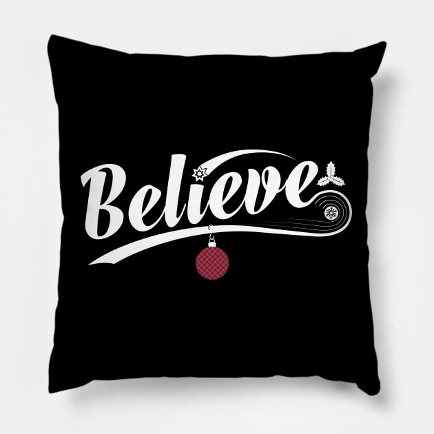 Believe Unisex Christmas T-Shirts-Christmas Funny Ugly Sweater Pillow by GoodyBroCrafts