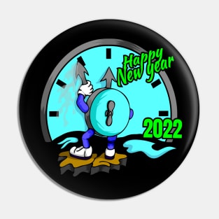 Happy new year 2022 clock Pin