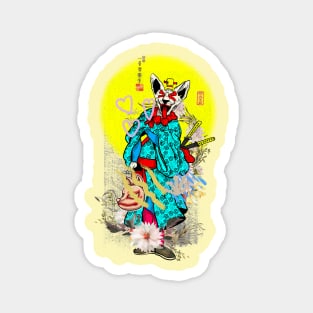 journey for wandering cat samurai warrior Magnet