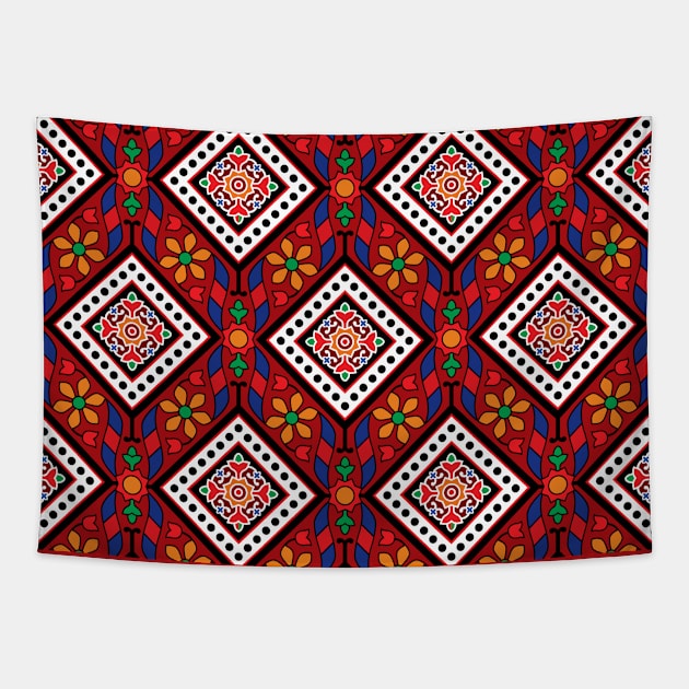 Colorful Ajrakh patter Tapestry by Dezignmart