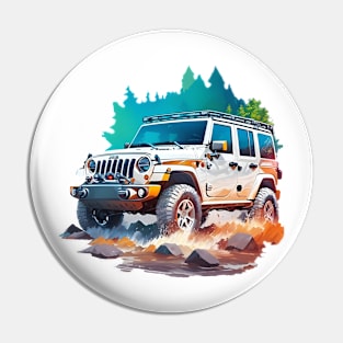 Offroad Trip In Watercolor - Ai Art Pin