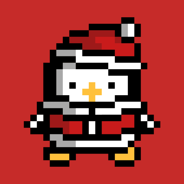 Cute baby penguin santa pixel kids by Pixelo