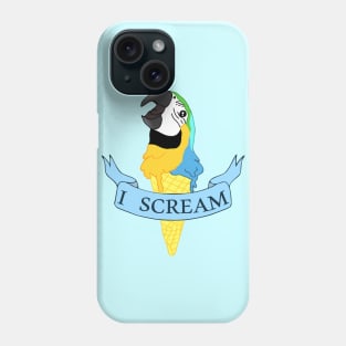 I scream Ice cream Blue Gold Macaw Phone Case