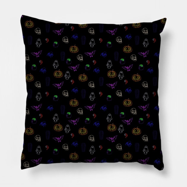 Neon Halloween Fun Colors Pillow by SpectreSparkC