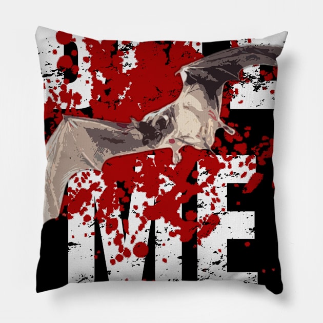 Bite Me Halloween Bat product Blood Splatter Distressed Pillow by merchlovers