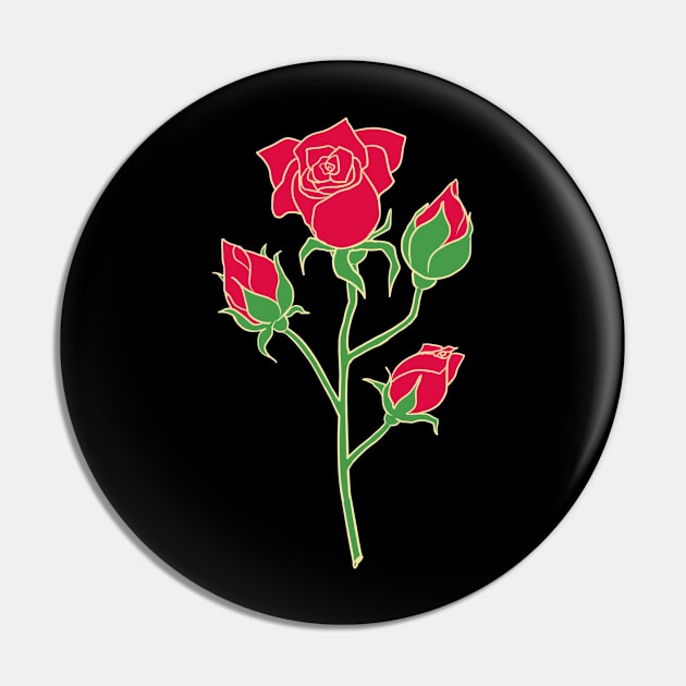 Red Rose Flower Pin by gattoshou