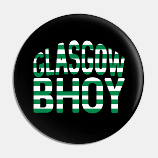 GLASGOW BHOY, Glasgow Celtic Football Club Green and White Hooped Text Design Pin