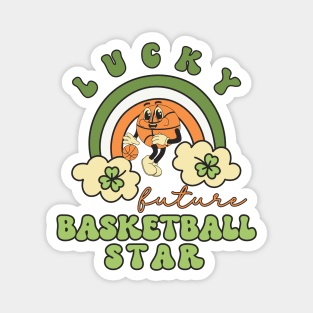 Lucky Future Basketball Star for Kids, St. Patricks Day Kids Gift, Future Basketball Star, Lucky Shamrock, Rainbow Lucky Future Basketball Star Kids Magnet