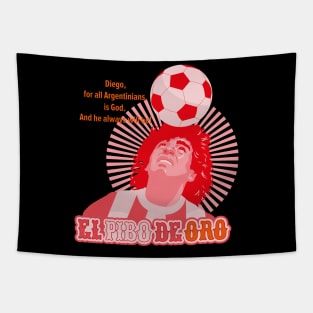 El Pibe de Oro - Diego Maradona Head Juggle Portrait for True Football Aficionados Tapestry