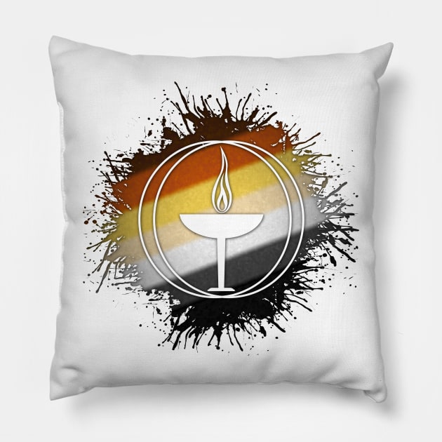 Paint Splatter Gay Bear Pride Flag Unitarian Universalism Symbol Pillow by LiveLoudGraphics