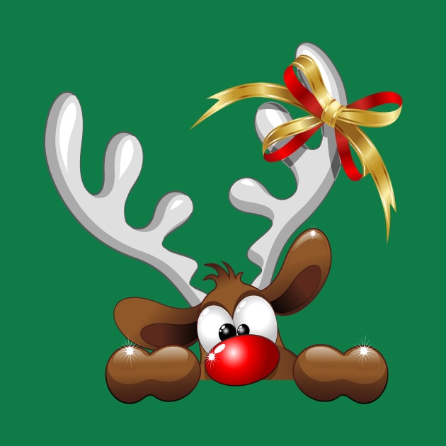 Funny Christmas Reindeer Cartoon by BluedarkArt