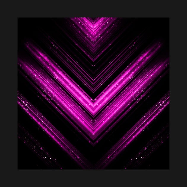 Sparkly metallic magenta pink black galaxy chevron lines pattern by PLdesign