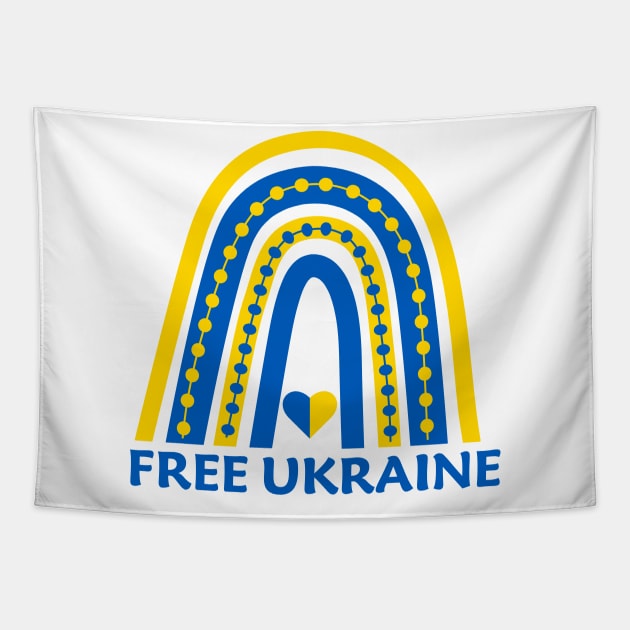 Free Ukraine Ukrainian rainbow flag Tapestry by yasminepatterns