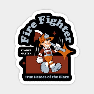 Cartoon Firefighter Captain Magnet