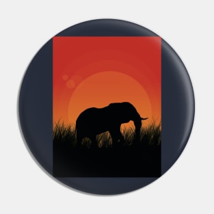 Elephant Silhouette Sunset Pin