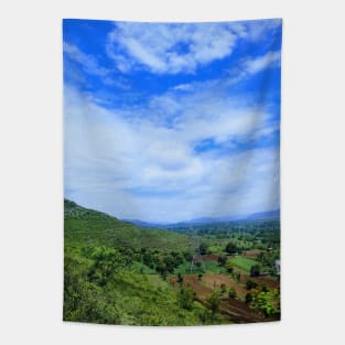 Country Side From Mountain Top Scenery Tapestry