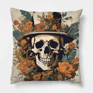 Secrets of the Past: Floral Crowned Skull Pillow
