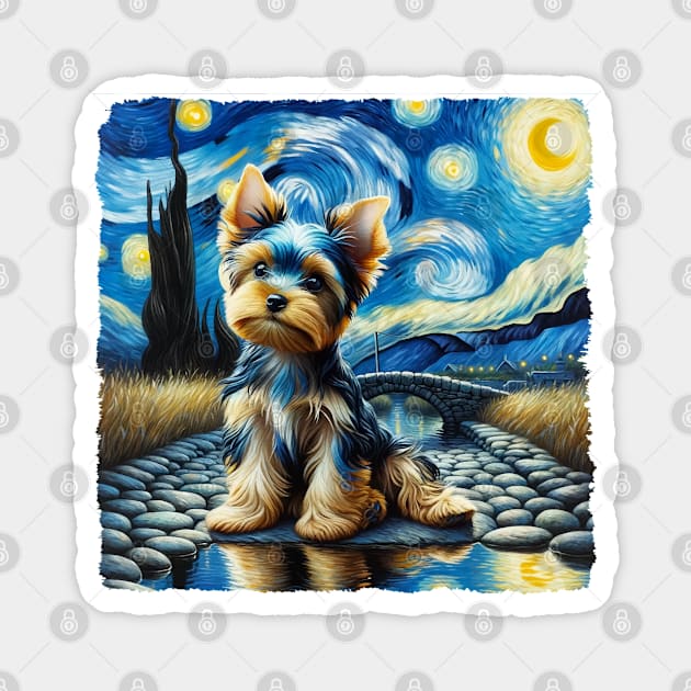 Starry Yorkshire Terrier Portrait - Dog Portrait Magnet by starry_night