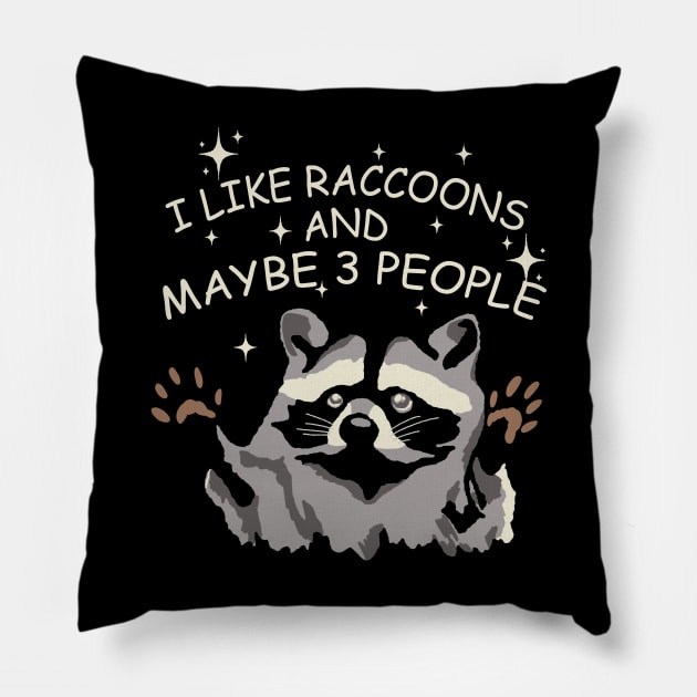 I Like Raccoons And Maybe 3 People Pillow by maddude
