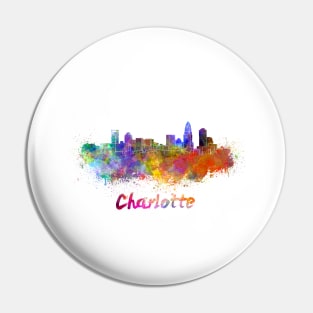 Charlotte skyline in watercolor Pin