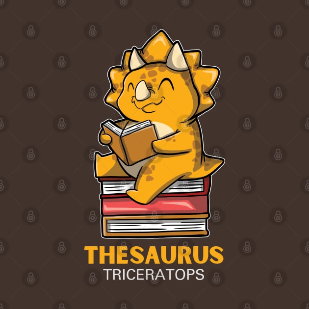 Thesaurus - Triceratops Sitting On A Pile Of Books Reading by DinoMart