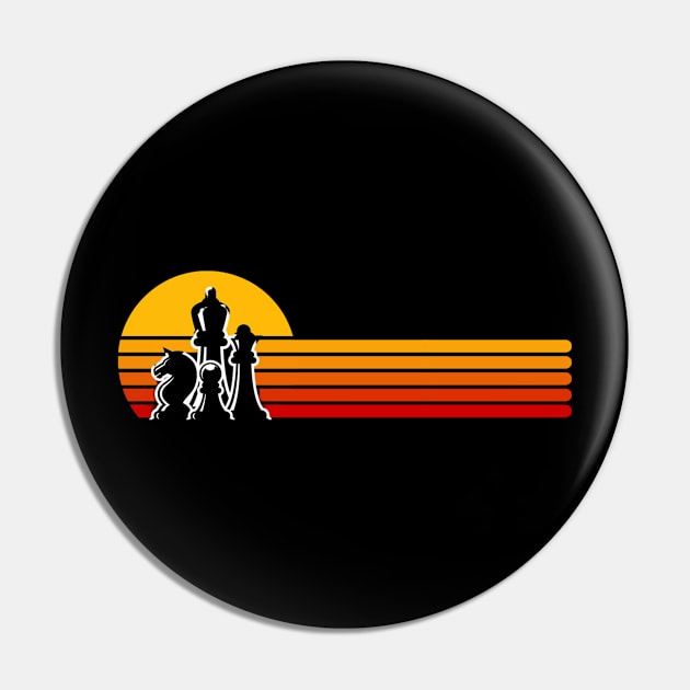 Vintage Chess Player Retro Sunset Pin by tantodesign