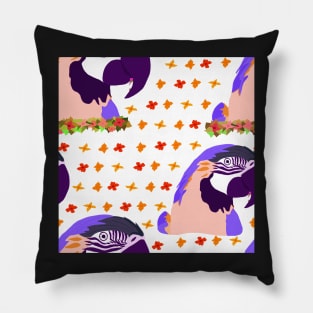 Ara Parrot and Flowers Pillow