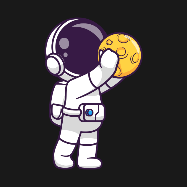 Cute Astronaut Holding Moon Cartoon by Catalyst Labs