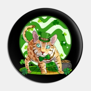 Bengal Cat St. Patricks Day Leprechaun Pin