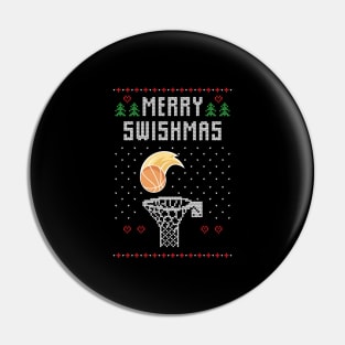 Merry Christmas Swishmas Basketball Xmas Gift Ugly Pin