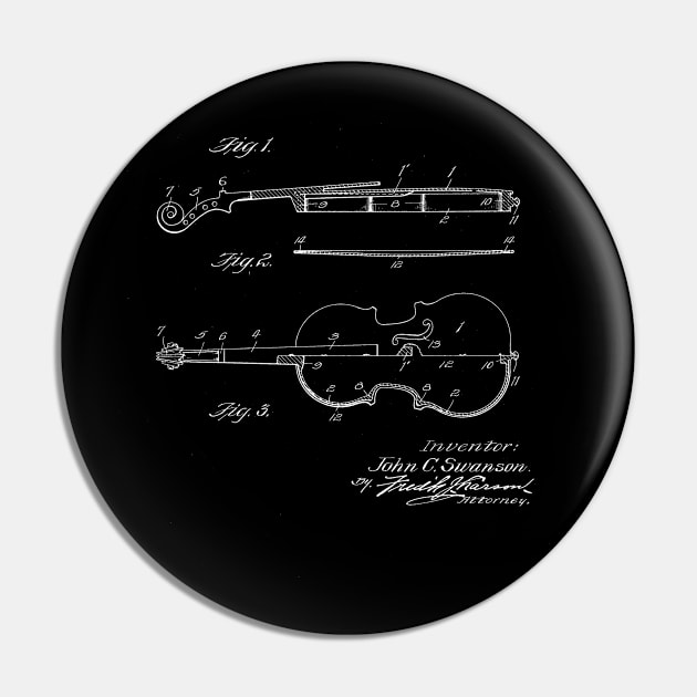 Violin Vintage Patent Drawing Pin by TheYoungDesigns