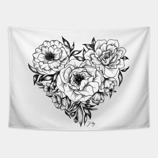 Foral Heart Bouquet Tapestry