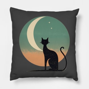 Modern Cat and the Moon Pillow