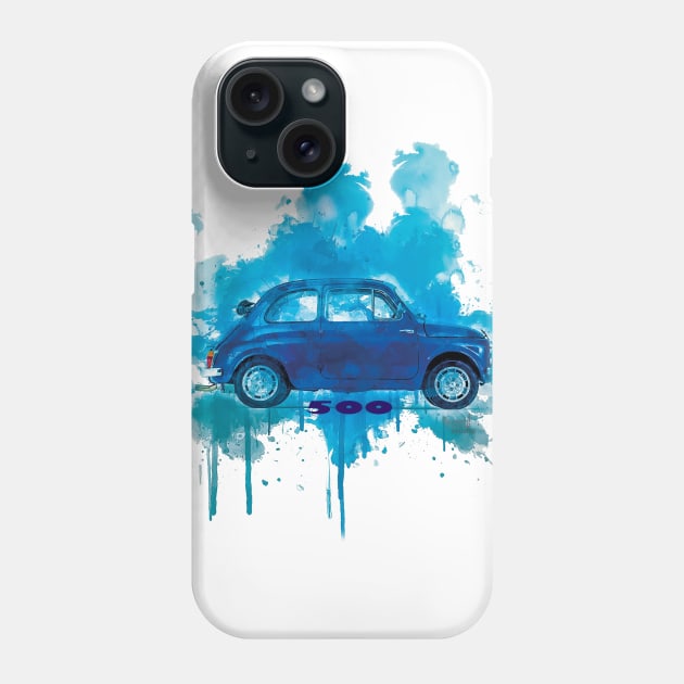 Fiat 500 open Aqua Splash Blue Phone Case by AaaahEeeekStudio