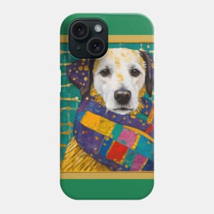 Gustav Klimt Style Dog with Colorful Scarf Phone Case