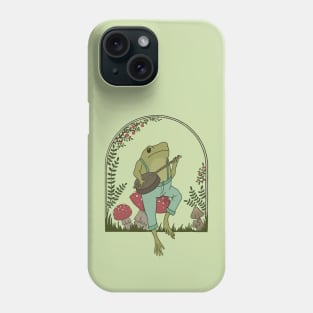 Cottagecore Aesthetic, Cute Frog Playing Banjo on Mushroom, Goblincore Mushroom Lover Phone Case