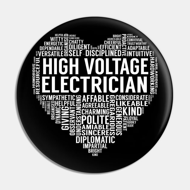 High Voltage Electrician Heart Pin by LotusTee